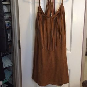 Sans souci brown faux suede fringe dress
